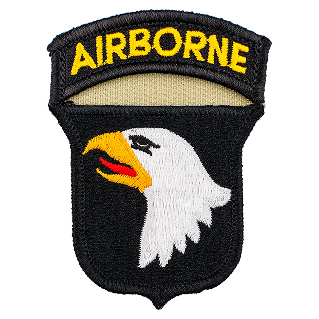 thumbnail interactive-video image 1 of Original 101st Airborne Division Patch – Black/Tan/Coyote – Hook Back For Velcro 1 of 5