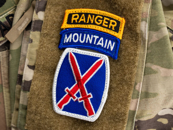 Army 10th Mountain Division Velcro Patch, 2Tabs Sewn with Velcro