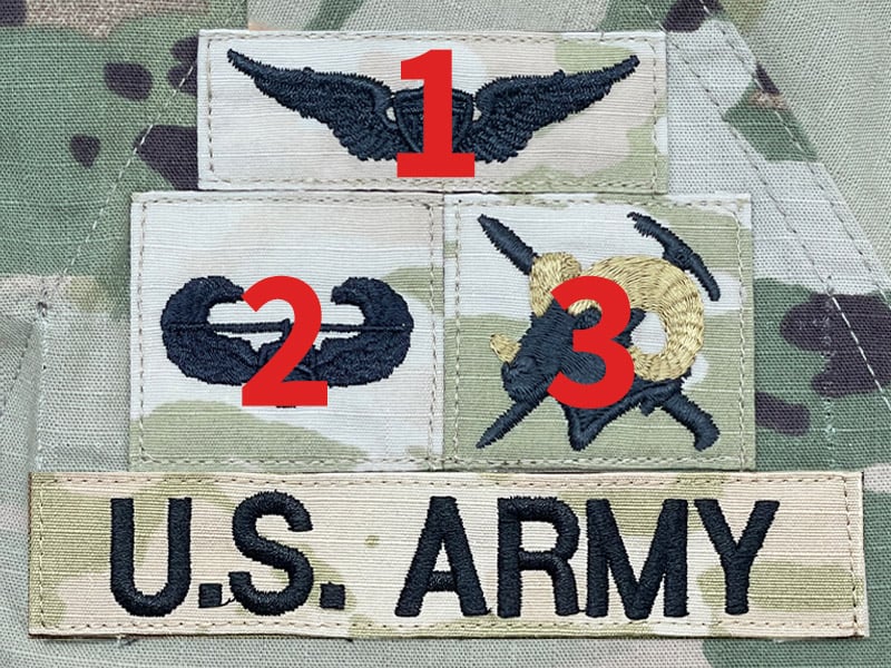 army acu 3skills B sewn on