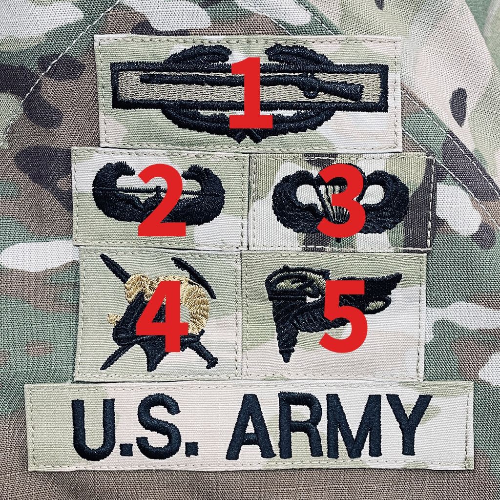 army acu 5skills sewn on sample