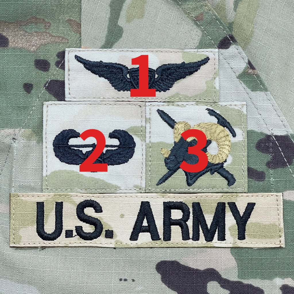 army acu 3skills B sewn on sample